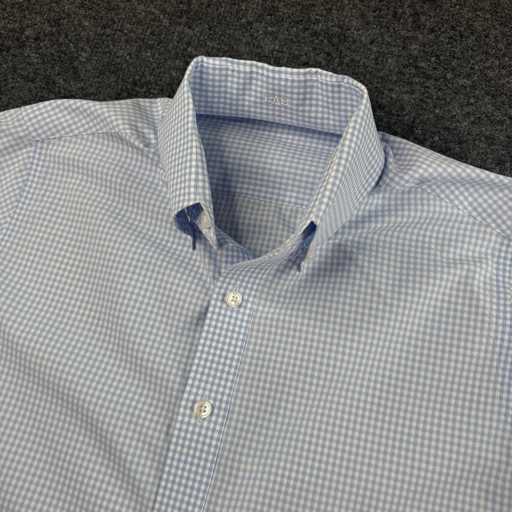 J. HILBURN  Men's  Slim Fit Dress Shirt Blue Checks Measures Large No Tag EUC